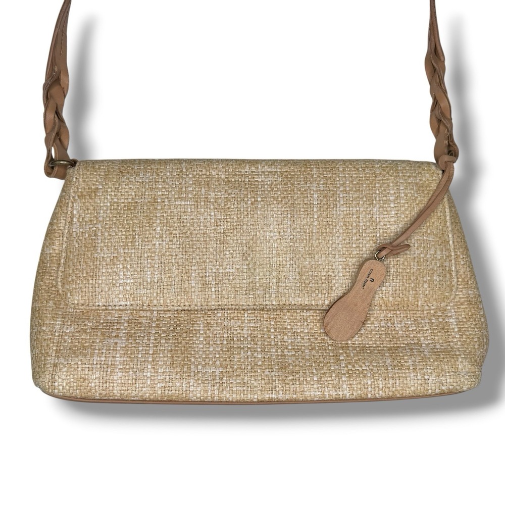 VTG Etienne Aigner Handbag Straw Woven Charm Shoulder Bag Beach Coastal Purse